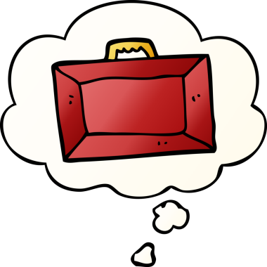 Düşünce baloncuklu çizgi film çantası bir insan tarafından çizilmiş.