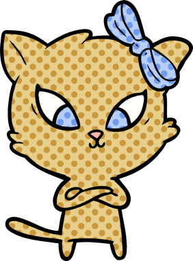 Bir insan tarafından çizilmiş çizgi film kedisi.