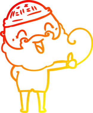 Bir insan tarafından çizilmiş mutlu sakallı bir adamın sıcak çizgisi.