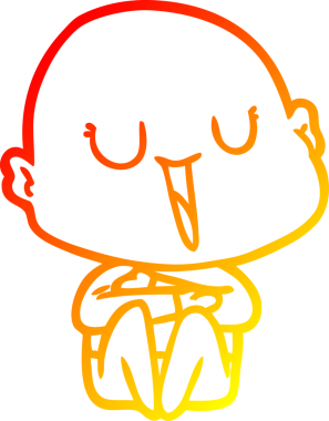 Bir insan tarafından çizilmiş mutlu, kel bir adamın sıcak çizgi çizimi.