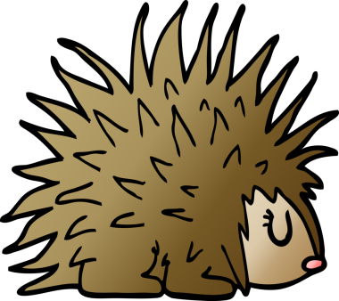 Bir insan tarafından çizilmiş çivili kirpi.