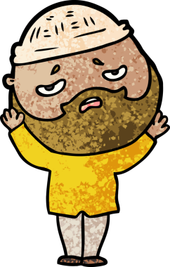 Bir insan tarafından çizilmiş sakallı endişeli bir adam.