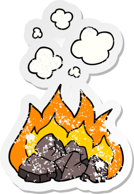 Bir insan tarafından çizilmiş kızgın kömürün sıkıntılı çıkartması.