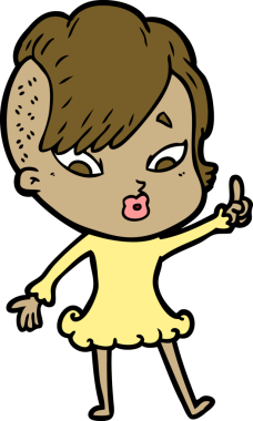 Bir insan tarafından çizilmiş, şaşırmış bir kız.