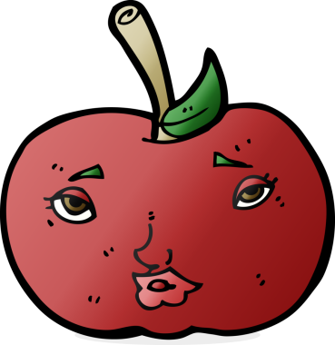 bir insan tarafından çizilmiş elma karikatürü.