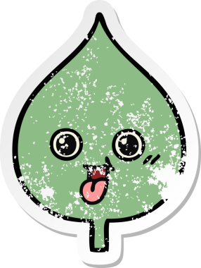 Sevimli bir çizgi film karakterinin sıkıntılı çıkartması. Bir insan tarafından çizilmiş ifade yaprağı.