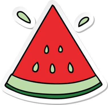 Bir insan tarafından çizilmiş karpuz çizilmiş garip bir el çıkartması.