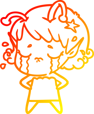 Bir insan tarafından çizilmiş, ağlayan uzaylı bir kızın sıcak çizgi çizimi.