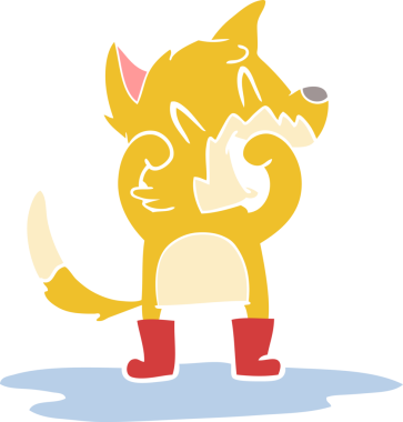 Bir insan tarafından çizilmiş bir su birikintisinde gülen tilki