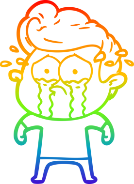 Bir insan tarafından çizilmiş ağlayan bir adamın çizdiği gökkuşağı gradyan çizgisi.