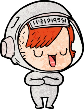 Bir insan tarafından çizilmiş astronot kadın.