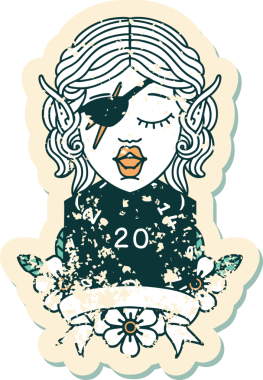 Retro Dövme Tarzı Bir insan tarafından çizilmiş doğal yirmilik zarlı düzenbaz karakter