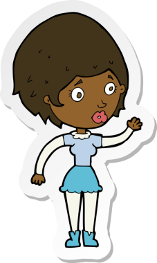 Bir insan tarafından çizilmiş bir karikatür kadının çıkartması.