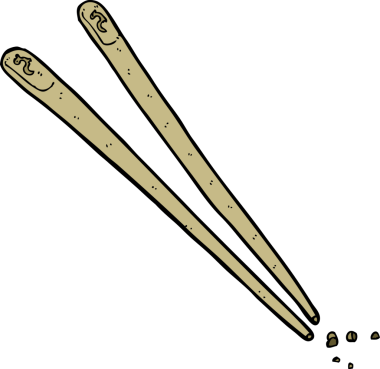 Bir insan tarafından çizilmiş yemek çubukları.