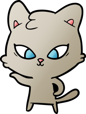 Bir insan tarafından çizilmiş sevimli çizgi film kedisi.
