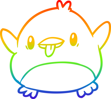 Gökkuşağı gradyan çizgisi Bir insan tarafından çizilmiş sevimli bir penguen