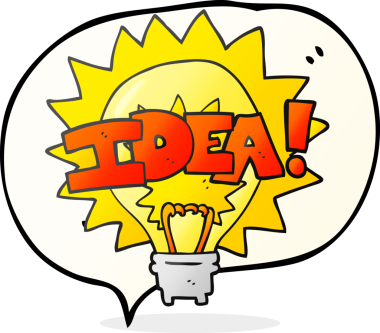 Bir insan tarafından çizilmiş serbest konuşma balonu fikri ampul sembolü