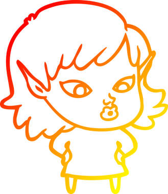 Bir insan tarafından çizilmiş güzel bir elf kızı çizimi.