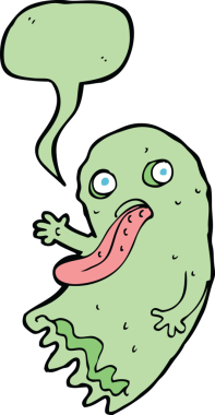 Bir insan tarafından çizilmiş iğrenç bir çizgi film hayaleti.