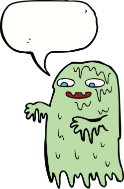 Bir insan tarafından çizilmiş baloncuklu iğrenç balçık hayaleti.