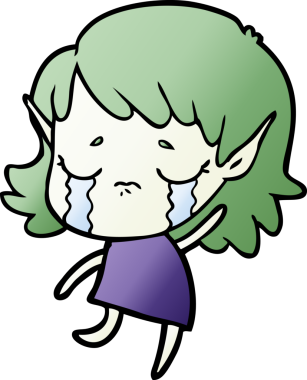 Bir insan tarafından çizilmiş ağlayan elf kızı.