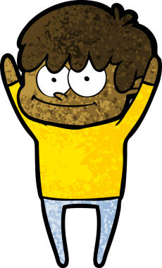 Bir insan tarafından çizilmiş mutlu çizgi film adamı.