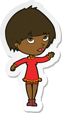 Bir insan tarafından çizilmiş bir karikatür kadının çıkartması.