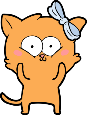 Bir insan tarafından çizilmiş çizgi film kedisi.