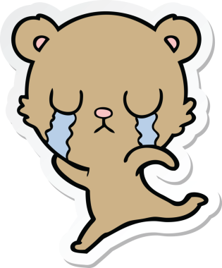 Bir insan tarafından çizilen ağlayan çizgi film ayısının çıkartması.