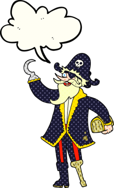 Bir insan tarafından çizilmiş karikatür karikatürü korsan kaptanı.