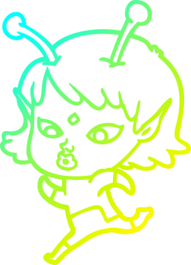 Soğuk gradyan çizgisi, bir insan tarafından çizilmiş güzel bir uzaylı kızın çizimi.