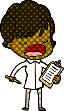 Bir insan tarafından çizilmiş bir karikatür kadın konuşuyor.