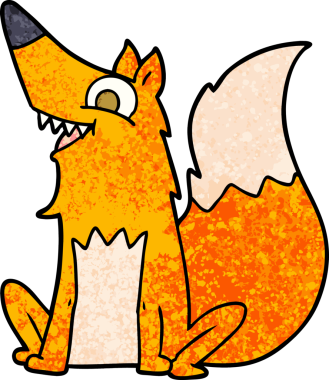 Bir insan tarafından çizilmiş mutlu tilki çizgi filmi.