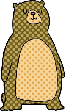 Bir insan tarafından çizilmiş çizgi film ayısı.