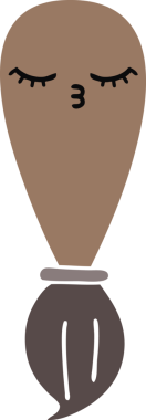 Bir insan tarafından çizilmiş bir boya fırçasının düz renk retro karikatürü