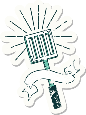 Bir insan tarafından çizilmiş eski bir dövme stili mutfak spatulası.