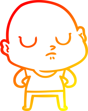 Bir insan tarafından çizilmiş kel bir adamın sıcak çizgi çizimi.