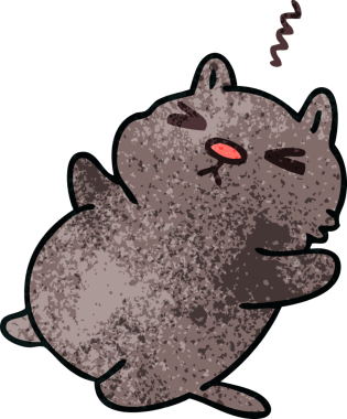 Bir insan tarafından çizilmiş garip çizgi film kedisi.