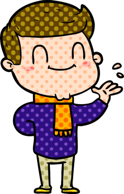 Bir insan tarafından çizilmiş çizgi film dostu bir adam.