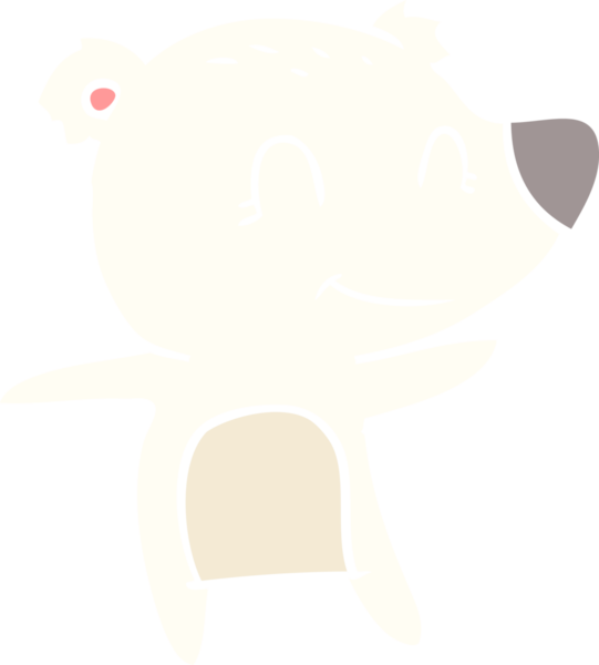 Bir insan tarafından çizilmiş gülümseyen kutup ayısı düz renkli çizgi film