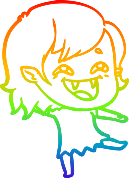 Gökkuşağı gradyan çizgi çizimi Bir insan tarafından çizilmiş gülen vampir kız çizgi filmi