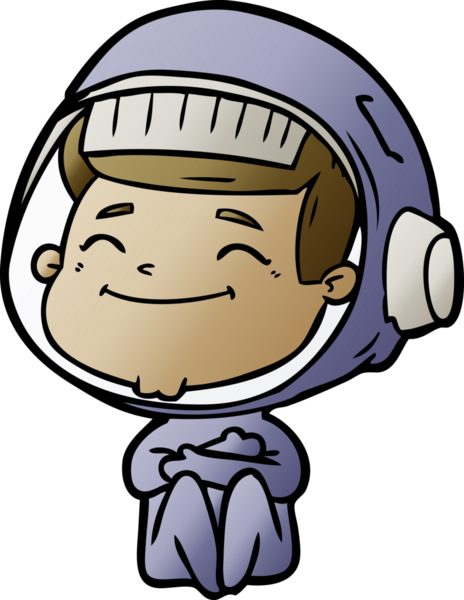 Bir insan tarafından çizilmiş mutlu astronot çizgi filmi.