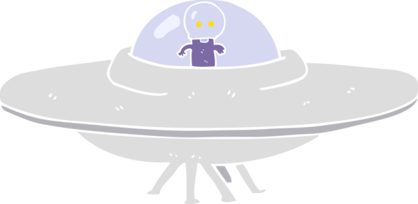 Bir insan tarafından çizilmiş uzaylı uçan dairesinin düz renk çizimi