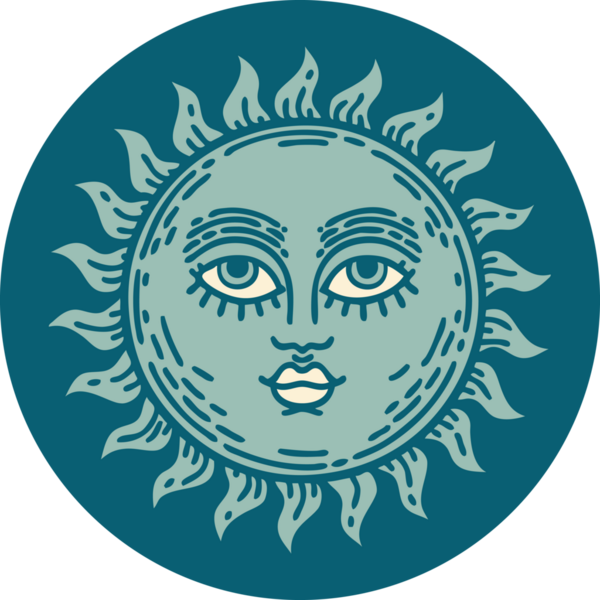 Bir insan tarafından çizilmiş bir güneşin ikonik dövme şekli