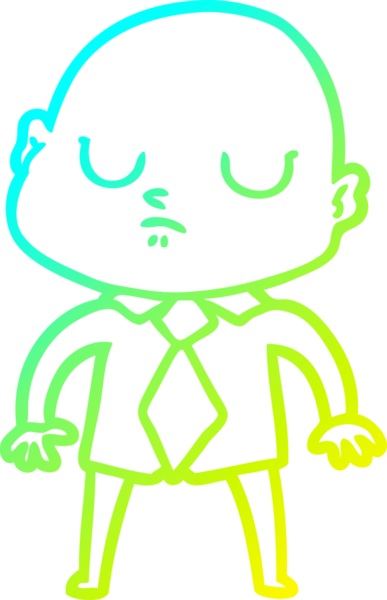 Bir insan tarafından çizilmiş kel bir adamın soğuk çizgi çizimi.