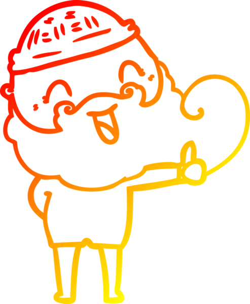 Bir insan tarafından çizilmiş mutlu sakallı bir adamın sıcak çizgisi.