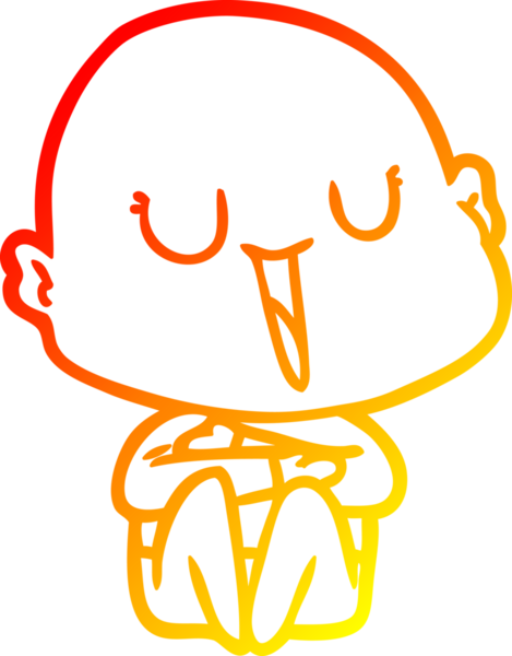 Bir insan tarafından çizilmiş mutlu, kel bir adamın sıcak çizgi çizimi.