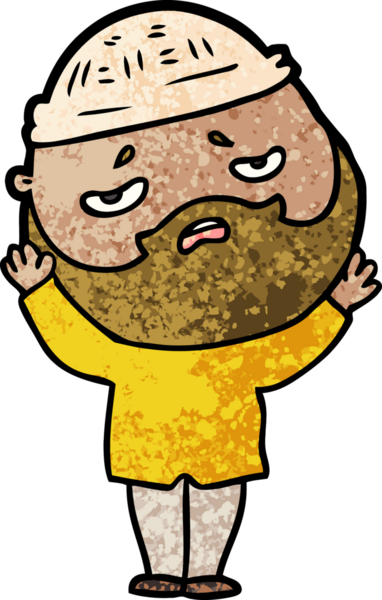 Bir insan tarafından çizilmiş sakallı endişeli bir adam.