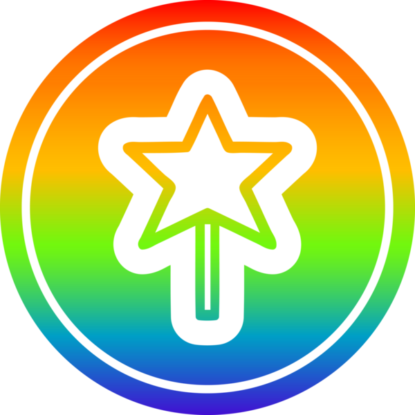 Gökkuşağı gradyan bir insan tarafından çizilmiş sihirli dairesel simge