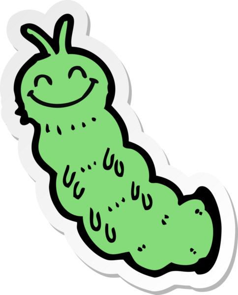 Bir insan tarafından çizilmiş bir tırtılın çıkartması.